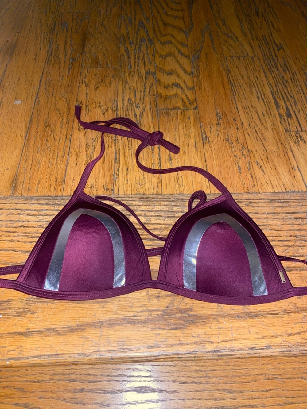 PINK Victoria's Secret Metallic-Accent Burgundy Triangle Bikini Top
